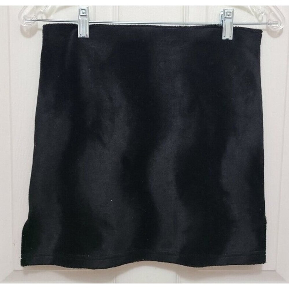 Vtg 90s Y2K Steven Paul Women's Mini Skirt Faux Fur/Crushed Velvet Black Size 4